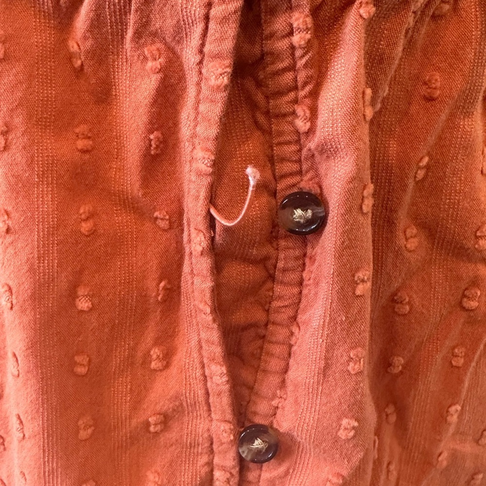 Sonoma Goods For Life Swiss Dot Button Front Maxi Dress Rust Orange Large - Picture 4 of 7